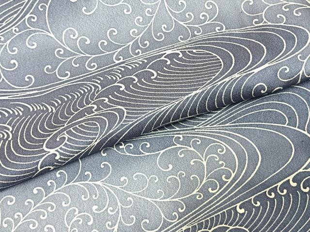 平和屋着物▽上質な小紋 単衣 立波文 正絹 逸品 未使用 AABE5641fy