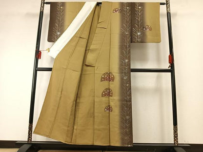 平和屋着物▽訪問着 単衣 孔雀 暈し染め 金銀彩 正絹 逸品 AABE5644fy