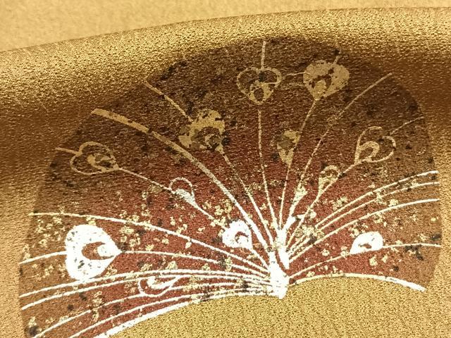 平和屋着物▽訪問着 単衣 孔雀 暈し染め 金銀彩 正絹 逸品 AABE5644fy