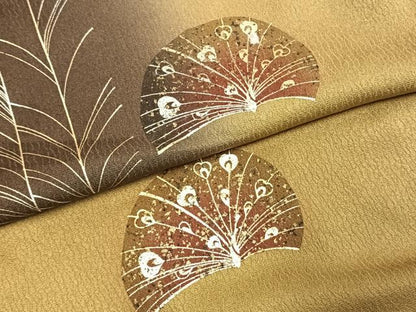 平和屋着物▽訪問着 単衣 孔雀 暈し染め 金銀彩 正絹 逸品 AABE5644fy