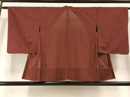 平和屋着物▽羽織 スリーシーズン 春夏秋 塵除け 舞蝶地紋 小豆色 正絹 逸品 未使用 AABE5645fy