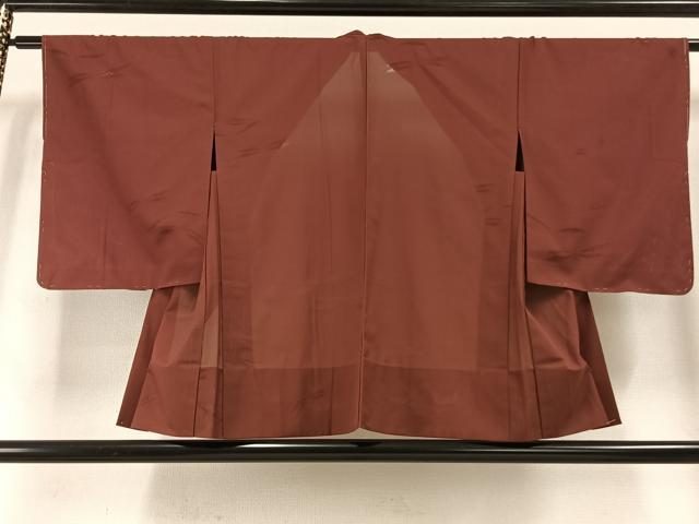 平和屋着物▽羽織 スリーシーズン 春夏秋 塵除け 舞蝶地紋 小豆色 正絹 逸品 未使用 AABE5645fy