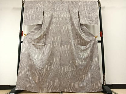 平和屋着物▽上質な小紋 単衣 切嵌文 正絹 逸品 未使用 AABE5651fy