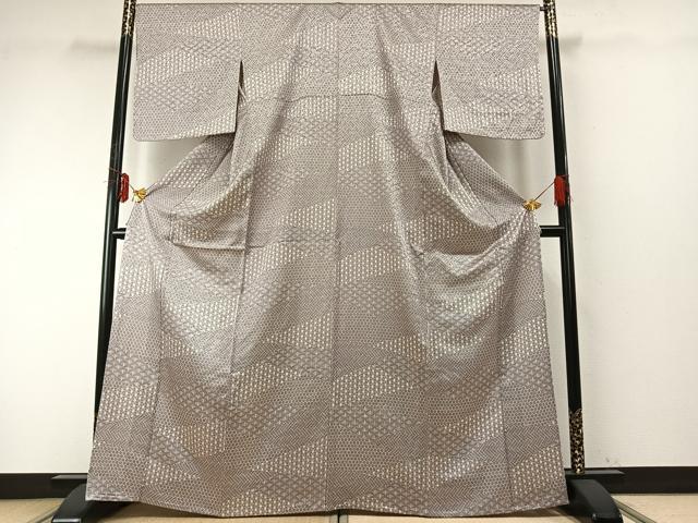 平和屋着物▽上質な小紋 単衣 切嵌文 正絹 逸品 未使用 AABE5651fy