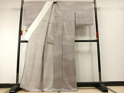 平和屋着物▽上質な小紋 単衣 切嵌文 正絹 逸品 未使用 AABE5651fy