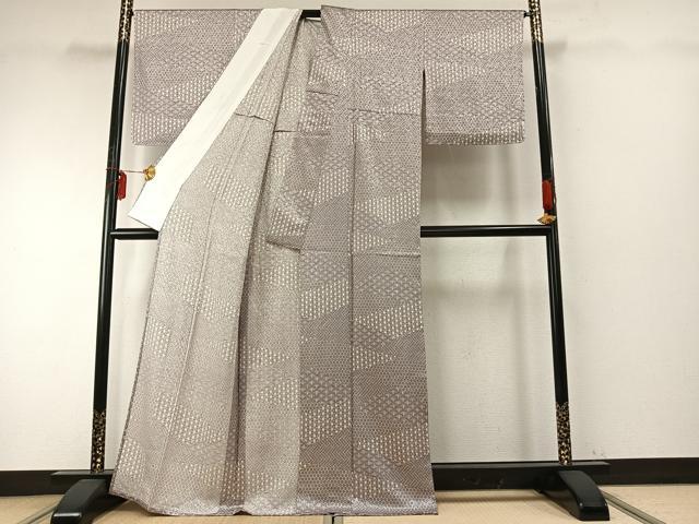 平和屋着物▽上質な小紋 単衣 切嵌文 正絹 逸品 未使用 AABE5651fy