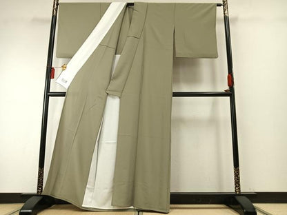 平和屋着物▽洗える最高級着物 ＜英＞はなぶさ謹製 色無地 単衣 柳茶色 洗える着物 AABE5652fy
