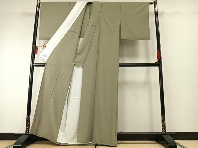 平和屋着物▽洗える最高級着物 ＜英＞はなぶさ謹製 色無地 単衣 柳茶色 洗える着物 AABE5652fy