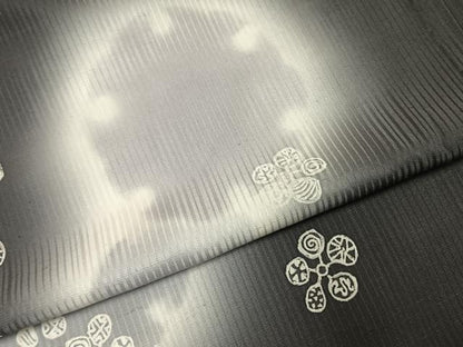 平和屋着物▽上質な小紋 単衣 雪輪花文 暈し染め さが美扱い 正絹 逸品 AABE5656fy