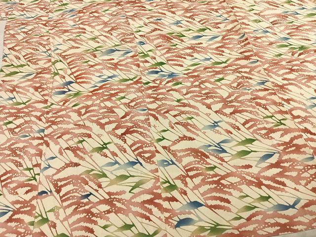 平和屋着物▽型絵染の人間国宝 稲垣稔次郎 原画 小紋 単衣 型染め 枝葉文 正絹 逸品 AABE5657fy