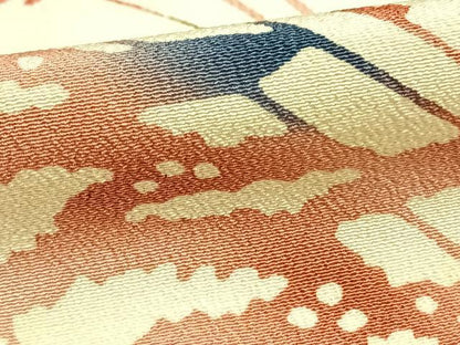 平和屋着物▽型絵染の人間国宝 稲垣稔次郎 原画 小紋 単衣 型染め 枝葉文 正絹 逸品 AABE5657fy