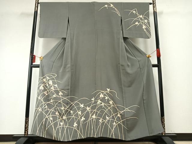 平和屋着物▽訪問着 単衣 鷺草 金彩 鬼しぼ縮緬 正絹 逸品 AABE5658fy