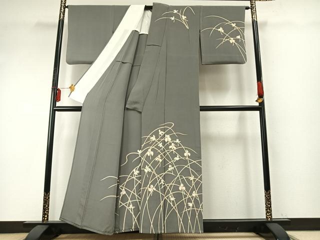平和屋着物▽訪問着 単衣 鷺草 金彩 鬼しぼ縮緬 正絹 逸品 AABE5658fy