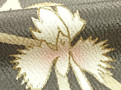 平和屋着物▽訪問着 単衣 鷺草 金彩 鬼しぼ縮緬 正絹 逸品 AABE5658fy