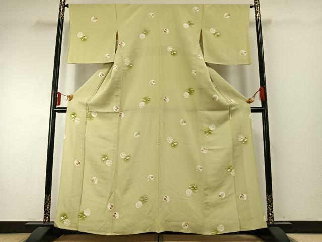 平和屋着物▽上質な小紋　単衣　花鳥丸文　暈し染め　大丸扱い　正絹　逸品　AABE5660fy