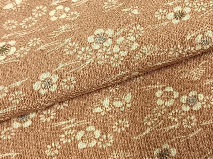 平和屋着物▽上質な小紋 単衣 型染め 花蝶文 鬼しぼ縮緬 正絹 逸品 AABE5661fy
