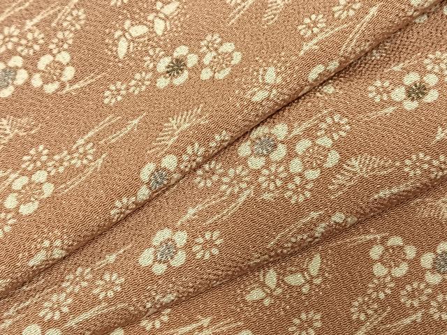 平和屋着物▽上質な小紋 単衣 型染め 花蝶文 鬼しぼ