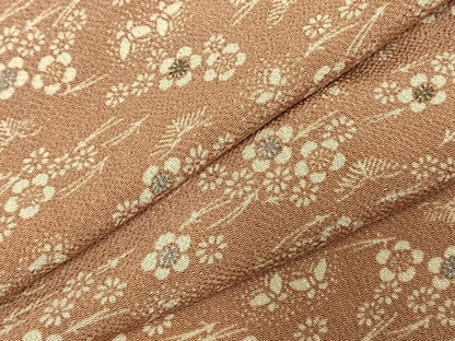 平和屋着物▽上質な小紋 単衣 型染め 花蝶文 鬼しぼ縮緬 正絹 逸品 AABE5661fy