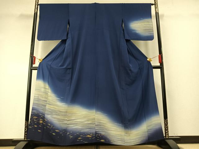 平和屋着物▽訪問着 単衣 霞文 暈し染め 金銀彩 正絹 逸品 AABE5666fy