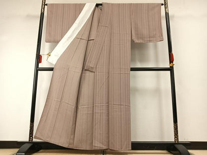 平和屋着物▽上質な小紋　単衣　縞　正絹　逸品　未使用　AABE5668fy