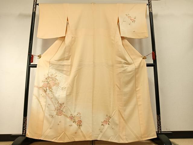 平和屋着物▽訪問着 単衣 中国三大刺繍 汕頭刺繍 スワトウ刺繍 蘇州刺繍 草花文 暈し染め 正絹 逸品 AABE5669fy