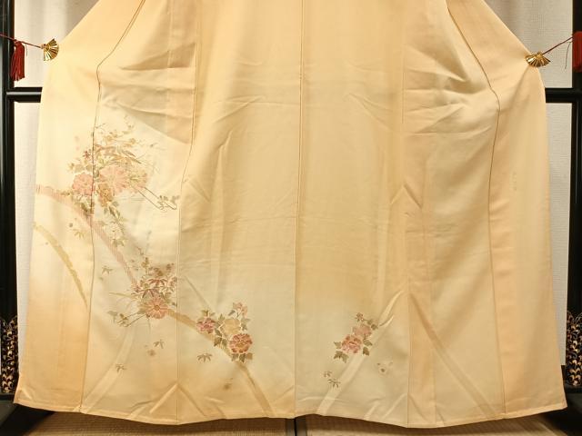 平和屋着物▽訪問着 単衣 中国三大刺繍 汕頭刺繍 スワトウ刺繍 蘇州刺繍 草花文 暈し染め 正絹 逸品 AABE5669fy