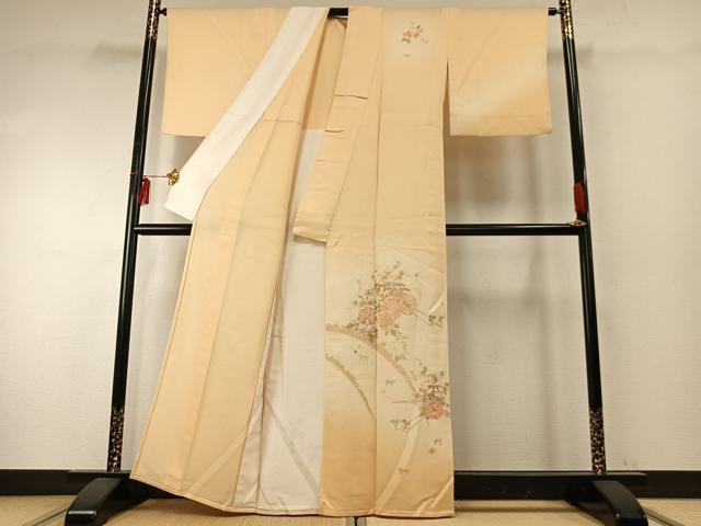 平和屋着物▽訪問着 単衣 中国三大刺繍 汕頭刺繍 スワトウ刺繍 蘇州刺繍 草花文 暈し染め 正絹 逸品 AABE5669fy