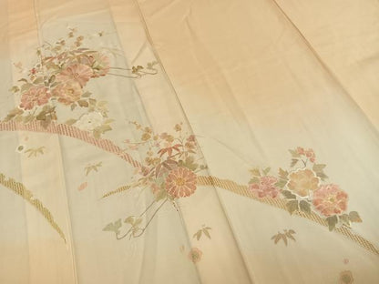 平和屋着物▽訪問着 単衣 中国三大刺繍 汕頭刺繍 スワトウ刺繍 蘇州刺繍 草花文 暈し染め 正絹 逸品 AABE5669fy