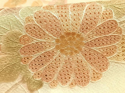 平和屋着物▽訪問着 単衣 中国三大刺繍 汕頭刺繍 スワトウ刺繍 蘇州刺繍 草花文 暈し染め 正絹 逸品 AABE5669fy