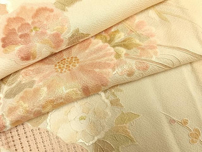 平和屋着物▽訪問着 単衣 中国三大刺繍 汕頭刺繍 スワトウ刺繍 蘇州刺繍 草花文 暈し染め 正絹 逸品 AABE5669fy