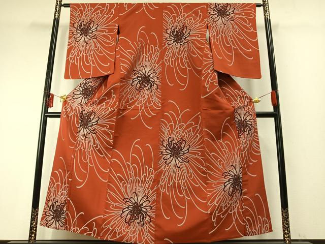 平和屋着物▽上質な小紋 単衣 乱菊 正絹 逸品 AABE5670fy