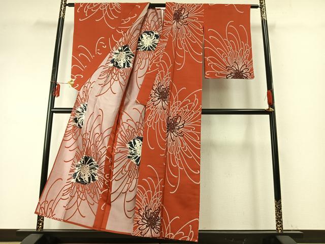 平和屋着物▽上質な小紋 単衣 乱菊 正絹 逸品 AABE5670fy