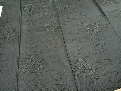 平和屋着物▽本場大島紬 単衣 流水花文 正絹 逸品 AABE5672fy