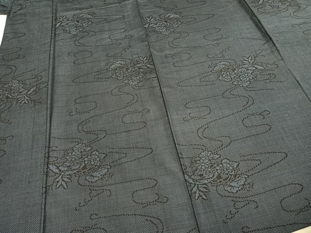 平和屋着物▽本場大島紬 単衣 流水花文 正絹 逸品 AABE5672fy