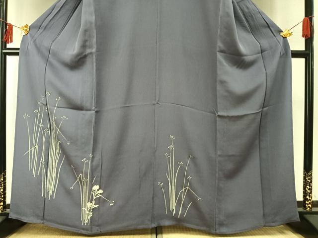 平和屋着物▽訪問着 単衣 草花文 銀彩 正絹 逸品 AABE5674fy
