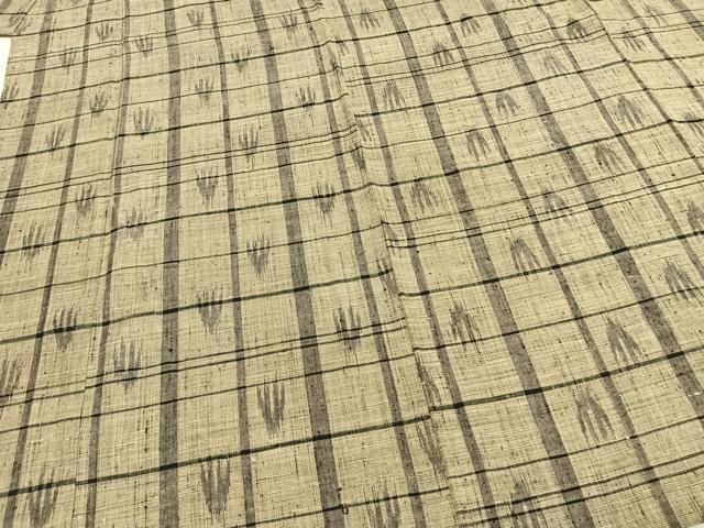 平和屋着物▽上質な紬 単衣 格子 正絹 逸品 AABE5676fy