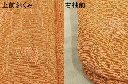 平和屋着物▽上質な紬 単衣 幾何学文様 正絹 逸品 AABE5678fy