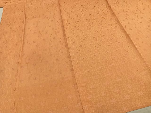 平和屋着物▽上質な紬 単衣 幾何学文様 正絹 逸品 AABE5678fy