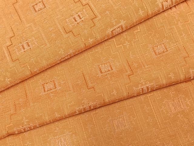 平和屋着物▽上質な紬 単衣 幾何学文様 正絹 逸品 AABE5678fy