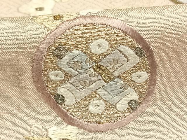 平和屋着物▽訪問着 単衣 総刺繍 草花丸文 金銀糸 正絹 逸品 AABE5681fy