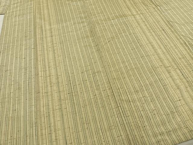 平和屋着物▽ぜんまい紬 単衣 縞 正絹 逸品 AABE5682fy