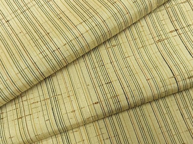 平和屋着物▽ぜんまい紬 単衣 縞 正絹 逸品 AABE5682fy