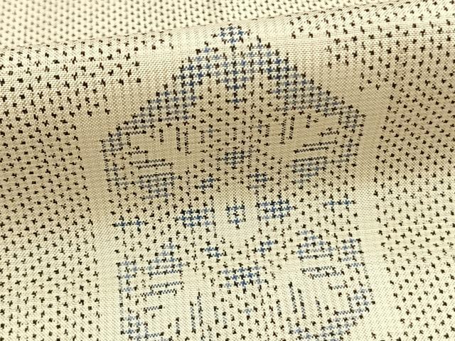 平和屋着物▽本場大島紬 白大島 単衣 亀甲文様 正絹 逸品 AABE5683fy