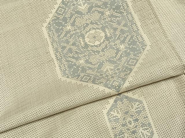 平和屋着物▽本場大島紬 白大島 単衣 亀甲文様 正絹 逸品 AABE5683fy