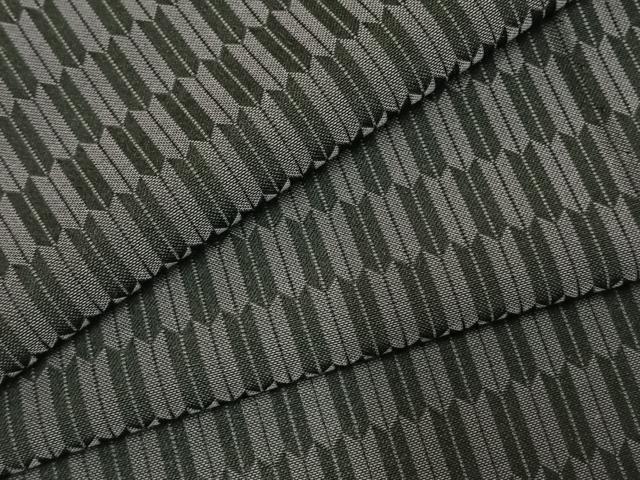 平和屋着物▽お召 単衣 矢羽文 正絹 逸品 AABE5684fy