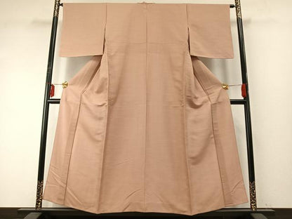 平和屋着物▽上質な紬 単衣 色無地 洗柿色 正絹 逸品 未使用 AABE5685fy