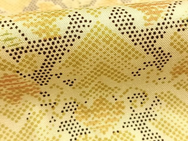 平和屋着物▽上質な小紋　単衣　本場染大島紬　幾何学花文　正絹　逸品　AABE5686fy