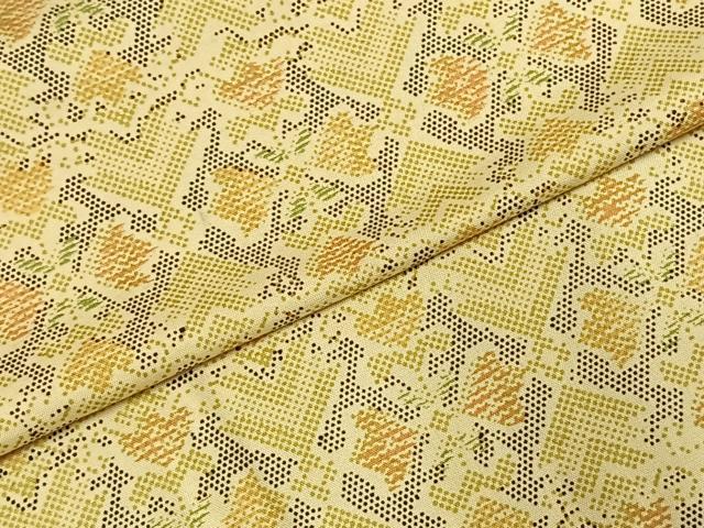 平和屋着物▽上質な小紋　単衣　本場染大島紬　幾何学花文　正絹　逸品　AABE5686fy