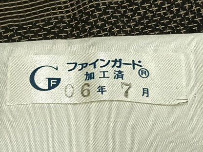 平和屋着物▽お召 単衣 110亀甲 間道 反端付き ロング丈 正絹 逸品 AABE5687fy