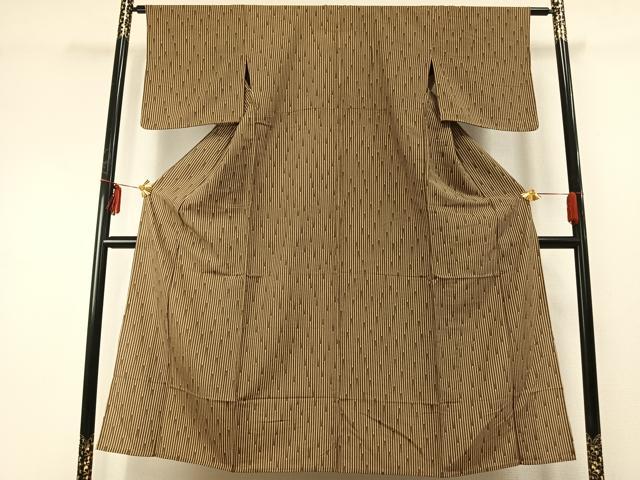 平和屋着物▽上質な小紋 単衣 変わり縞 正絹 逸品 AABE5689fy
